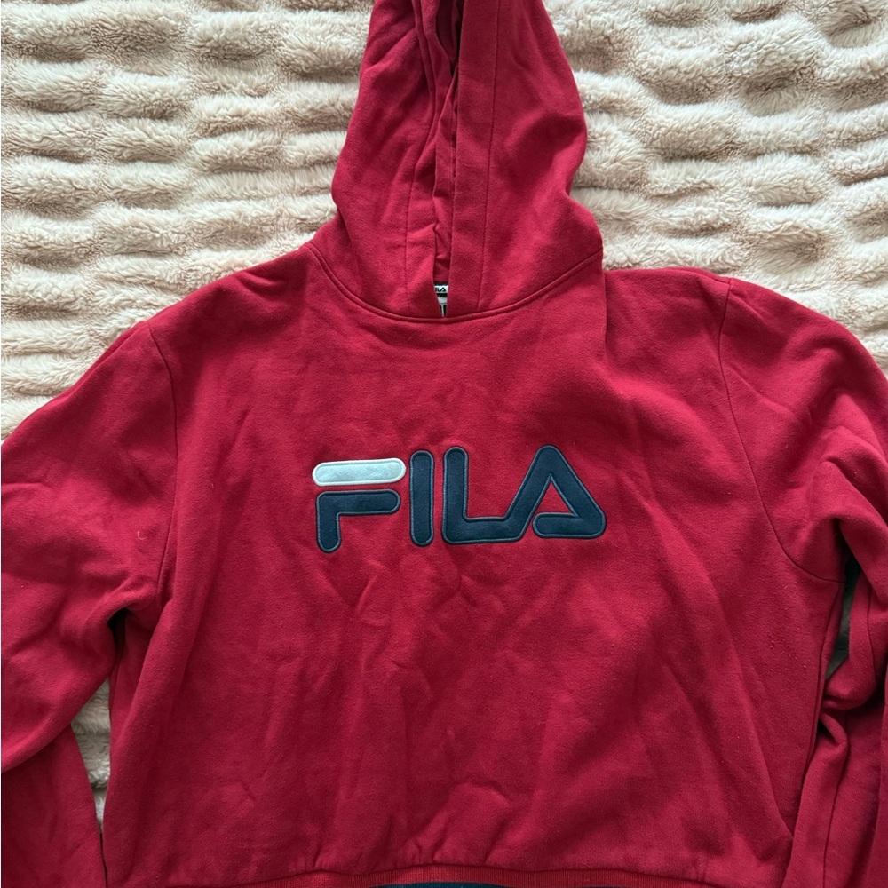 Fila Red Cropped Hoodie